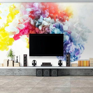 Abstract Colorful Smoke Wallpaper Mural, Custom Sizes Available