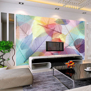 Abstract Colorful Translucent Leaves Wallpaper Mural, Custom Sizes Available