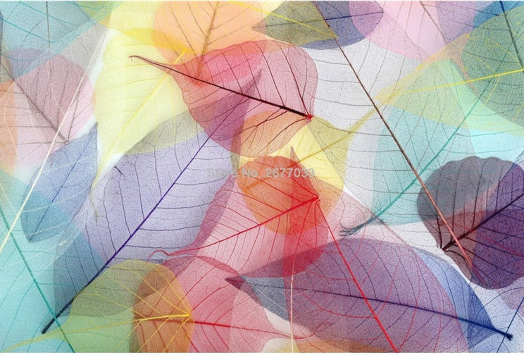 Abstract Colorful Translucent Leaves Wallpaper Mural, Custom Sizes Available Wall Murals Maughon's 