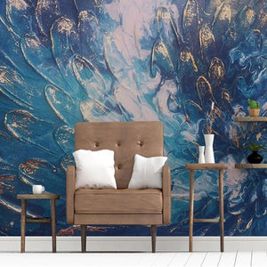 Abstract Feather Painting Wallpaper Mural, Custom Sizes Available