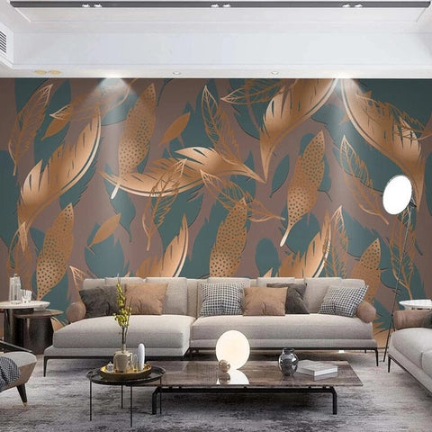 Image of Abstract Feathers Falling Stone Blue Background, Custom Sizes Available Wall Murals Maughon's 