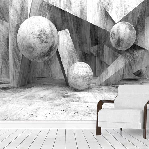 Image of Abstract Geometric Gray Wallpaper Mural, custom Sizes Avialable Wall Murals Maughon's 