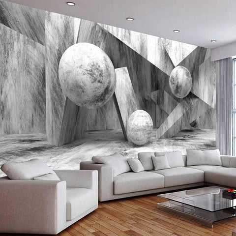 Image of Abstract Geometric Gray Wallpaper Mural, custom Sizes Avialable Wall Murals Maughon's 