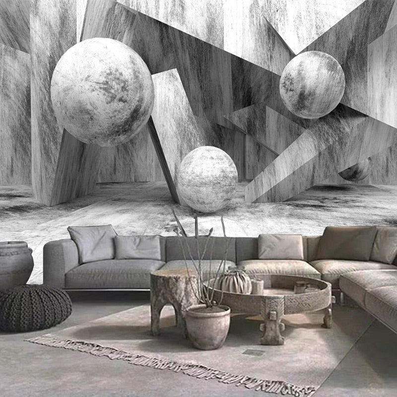 Abstract Geometric Gray Wallpaper Mural, custom Sizes Avialable Wall Murals Maughon's Waterproof Canvas 