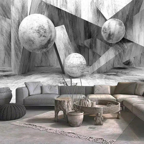 Image of Abstract Geometric Gray Wallpaper Mural, custom Sizes Avialable Wall Murals Maughon's Waterproof Canvas 