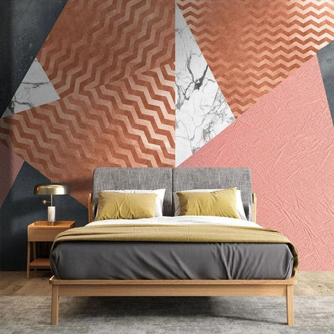 Image of Abstract Geometric Orange Wllpaper Mural, Custom Sizes Available Wall Murals Maughon's Waterproof Canvas 
