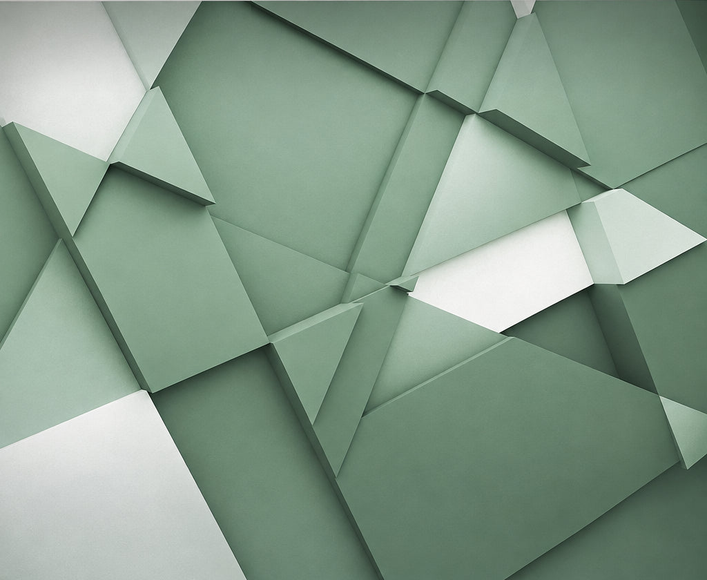 Abstract Geometric Sea Foam Green Wallpaper Mural, Custom Sizes Available Maughon's 