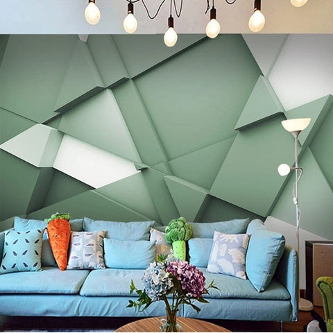 Image of Abstract Geometric Sea Foam Green Wallpaper Mural, Custom Sizes Available Maughon's 