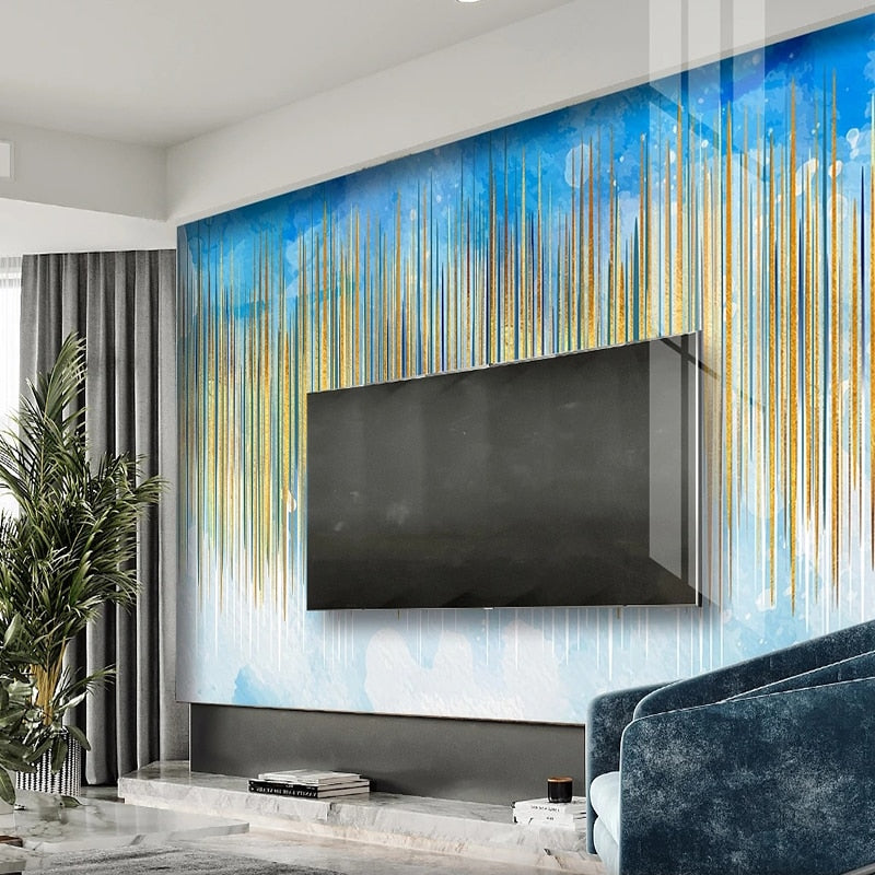 Abstract Gold Vertical Lines Wallpaper Mural, Custom Sizes Available Wall Murals Maughon's 