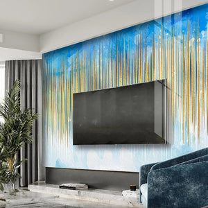Abstract Gold Vertical Lines Wallpaper Mural, Custom Sizes Available