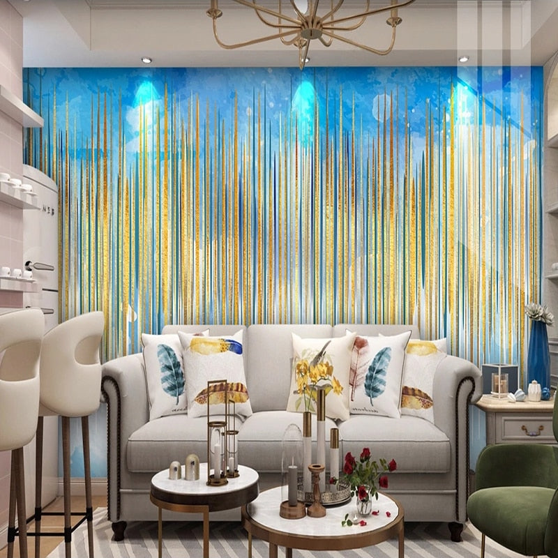 Abstract Gold Vertical Lines Wallpaper Mural, Custom Sizes Available Wall Murals Maughon's 