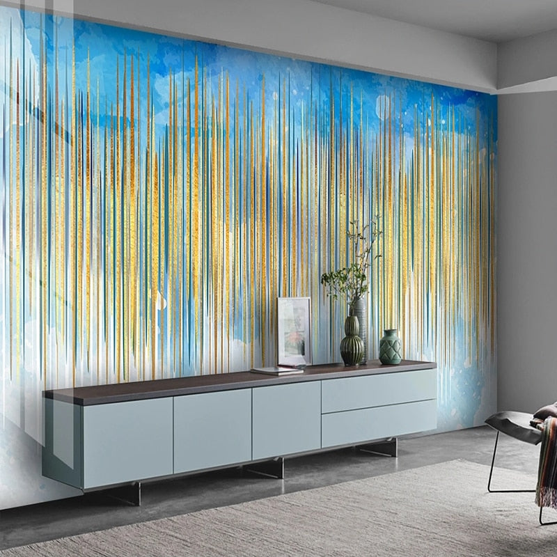 Abstract Gold Vertical Lines Wallpaper Mural, Custom Sizes Available Wall Murals Maughon's Waterproof Canvas 