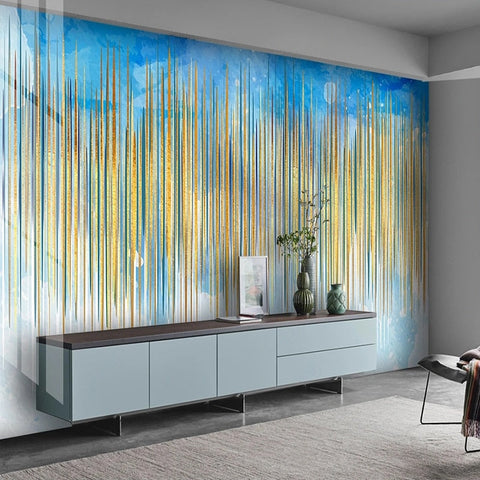 Image of Abstract Gold Vertical Lines Wallpaper Mural, Custom Sizes Available Wall Murals Maughon's Waterproof Canvas 