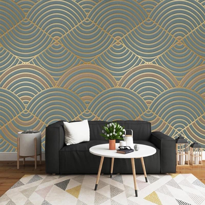 Abstract Golden Lines On Teal Background Wallpaper Mural, Custom Sizes Available Maughon's 