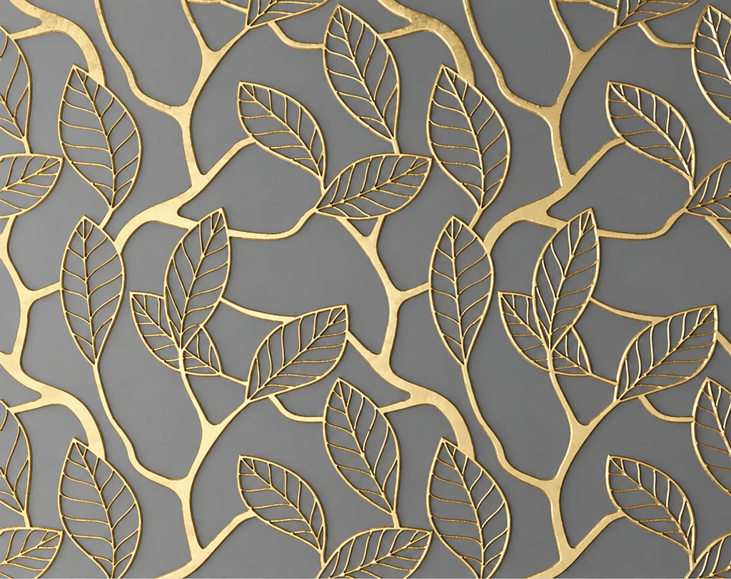 Abstract Golden Tree Leaves Wallpaper Mural, Custom Sizes Available Wall Murals Maughon's Waterproof Canvas 