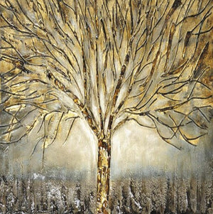 Abstract Golden Tree Wallpaper Mural, Custom Sizes Available