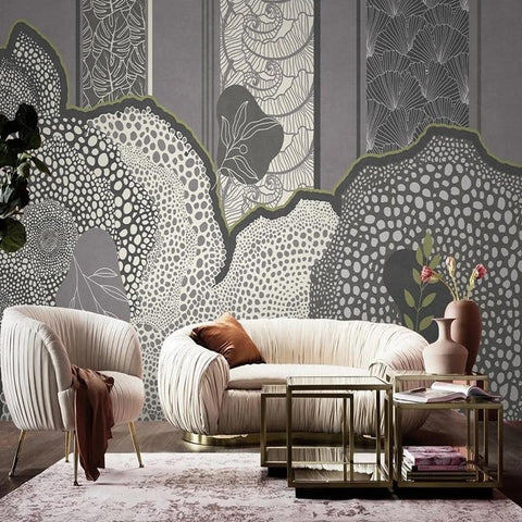 Image of Abstract Gray Bubbles Wallpaper Mural, Custom Sizes Available Maughon's 