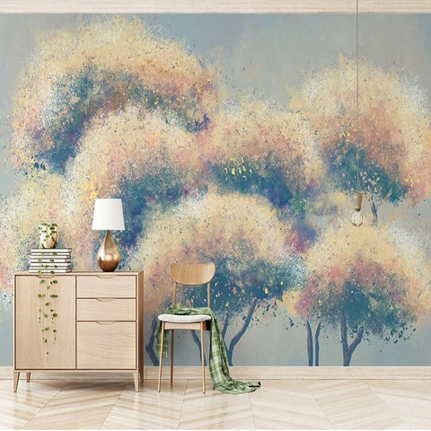 Image of Abstract Hand-Painted Trees Wallpaper Mural, Custom Sizes Available Wall Murals Maughon's 