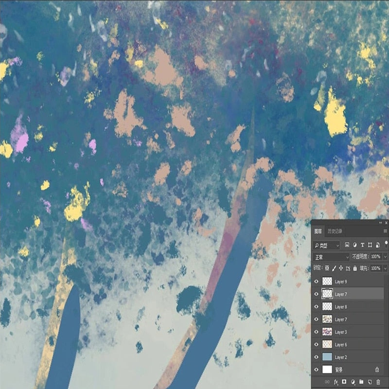 Abstract Hand-Painted Trees Wallpaper Mural, Custom Sizes Available Wall Murals Maughon's 