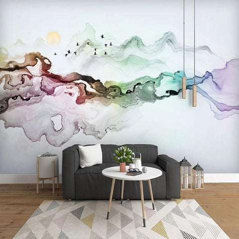 Image of Abstract Ink Painting Wallpaper Mural, Custom Sizes Available Maughon's 
