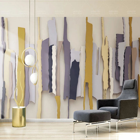 Image of Abstract Irregular Vertical Shapes Wallpaper Mural, Custom Sizes Available Wall Murals Maughon's Waterproof Canvas 