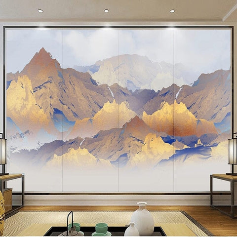 Image of Abstract Mountain Landscape Wallpaper Mural, Custom Sizes Available Wall Murals Maughon's Waterproof Canvas 