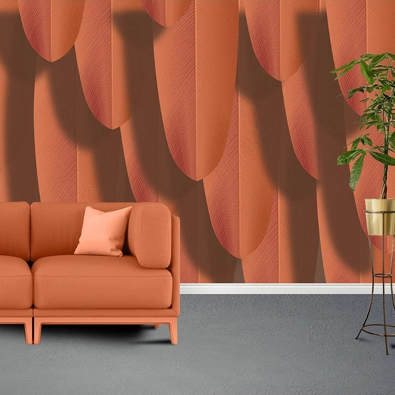 Abstract Orange Feathers Wallpaper Mural, Custom Sizes Available Wall Murals Maughon's 