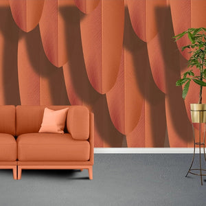 Mural de papel pintado con plumas naranjas abstractas, tamaños personalizados disponibles