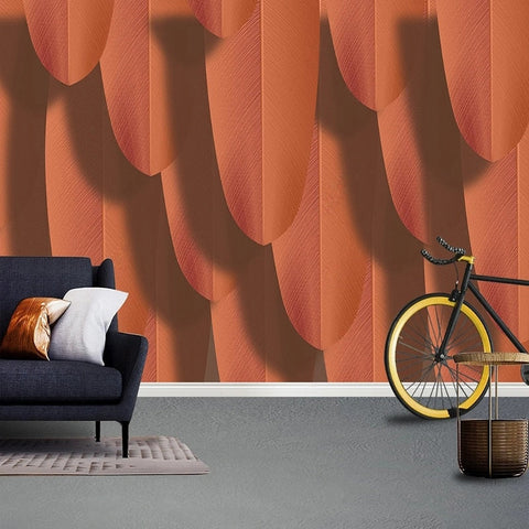 Image of Abstract Orange Feathers Wallpaper Mural, Custom Sizes Available Wall Murals Maughon's Waterproof Canvas 