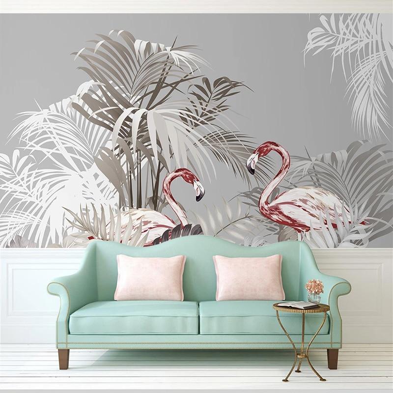 Abstract Palms and Flamingoes Wallpaper Mural, Custom Sizes Available Maughon's 