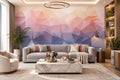 Abstract Pink and Purple Geometric Wallpaper Mural, Custom Sizes Available Household-Wallpaper Maughon's 