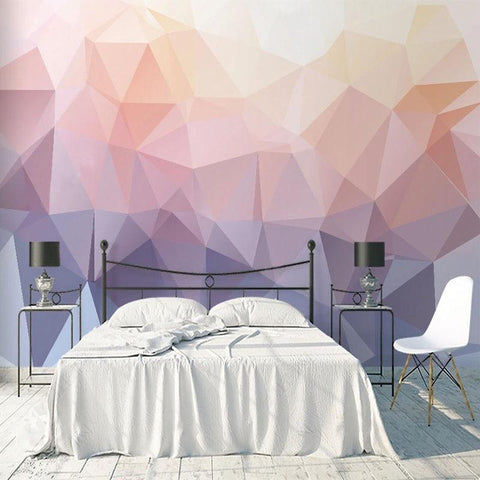Image of Abstract Pink and Purple Geometric Wallpaper Mural, Custom Sizes Available Household-Wallpaper Maughon's 