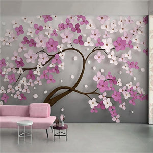 Abstract Pink Blooming Tree Wallpaper Mural, Custom Sizes Available Household-Wallpaper Maughon's 