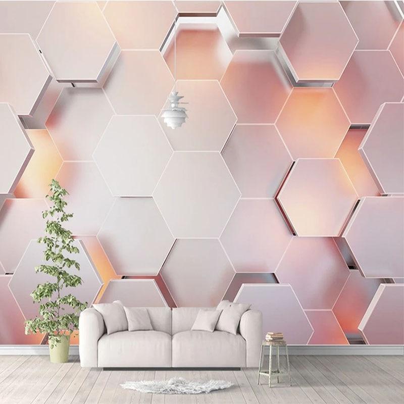 Abstract Pink Hexagonal Wallpaper Mural, Custom Sizes Available Maughon's 
