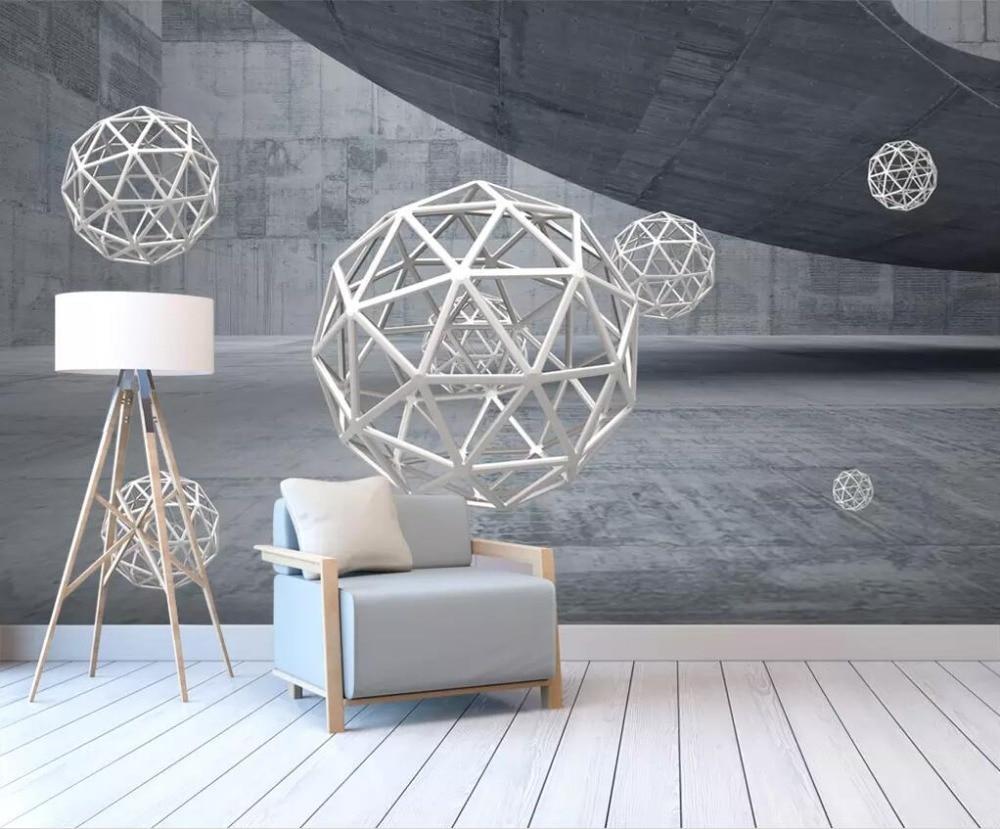 Abstract Polyhedral Spheres Wallpaper Mural, Custom Sizes Available Household-Wallpaper Maughon's 