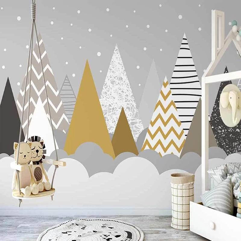 Abstract Simple Geometric Trees Wallpaper Mural, Custom Sizes Available Maughon's 