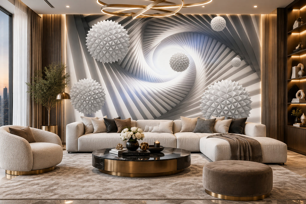 Abstract Sphere Infinity Wallpaper Mural, Custom Sizes Available Household-Wallpaper Maughon's 