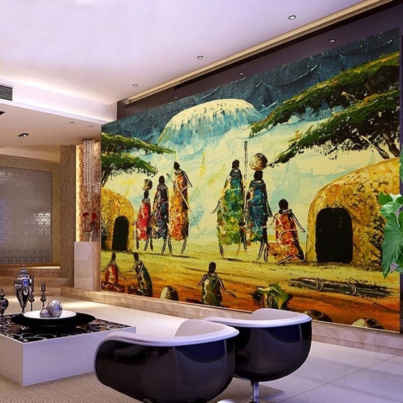 Abstract Tribal Wallpaper Mural, Custom Sizes Available Wall Murals Maughon's Waterproof Canvas 