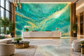 Abstract Turquoise and Gold Wallpaper Mural, Custom Sizes Available Wall Murals Maughon's 
