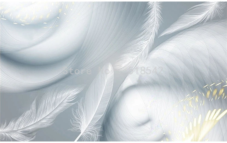 Abstract White Feathers Wallpaper Mural, Custom Sizes Available Wall Murals Maughon's 