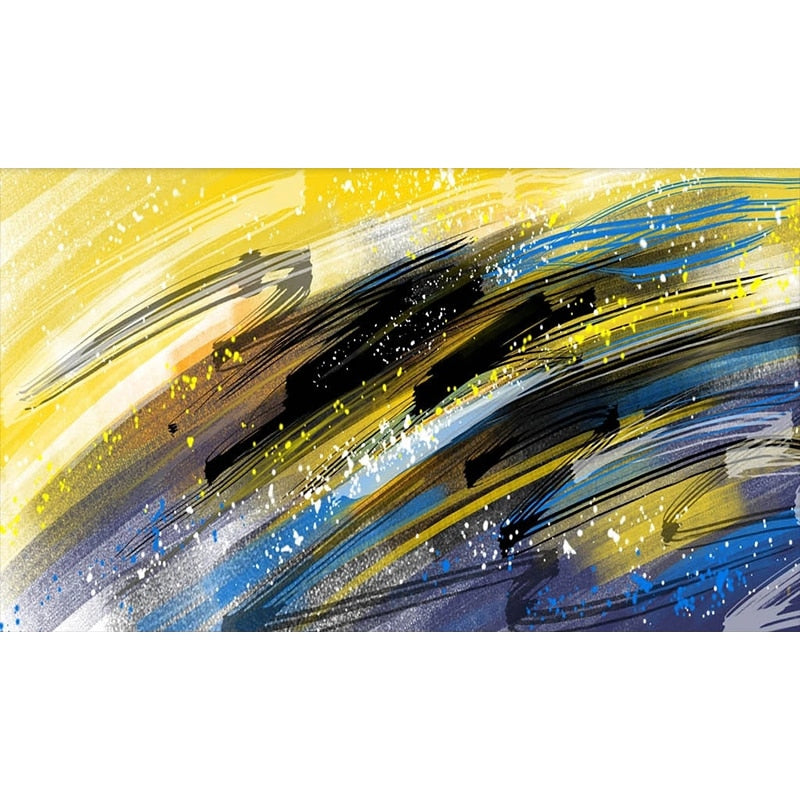 Abstract Yellow/Blue/Black/White Painting Wallpaper Mural, Custom Sizes Available Wall Murals Maughon's 