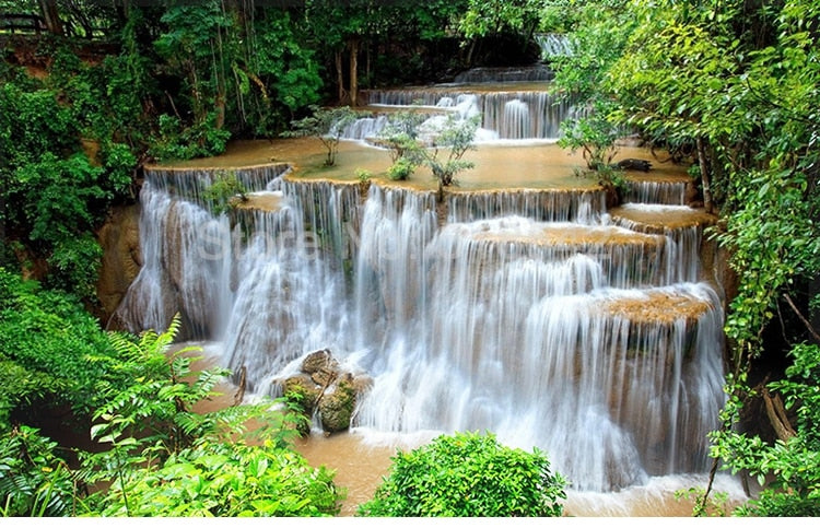 Amazing Cascading Waterfall Wallpaper Mural, Custom Sizes Available Wall Murals Maughon's 