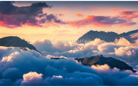 Image of Amazing Clouds and Mountains Wallpaper Mural, Custom Sizes Available Wall Murals Maughon's 
