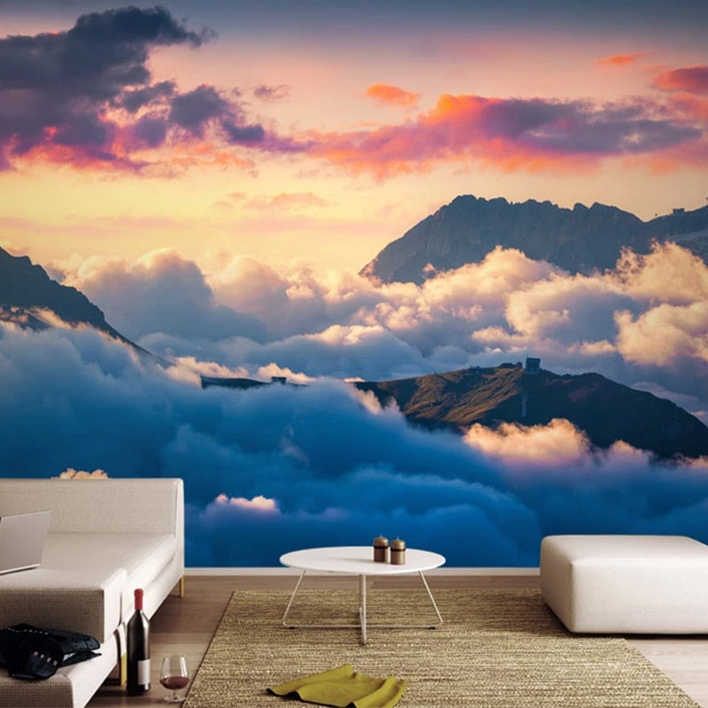 Amazing Clouds and Mountains Wallpaper Mural, Custom Sizes Available Wall Murals Maughon's Waterproof Canvas 