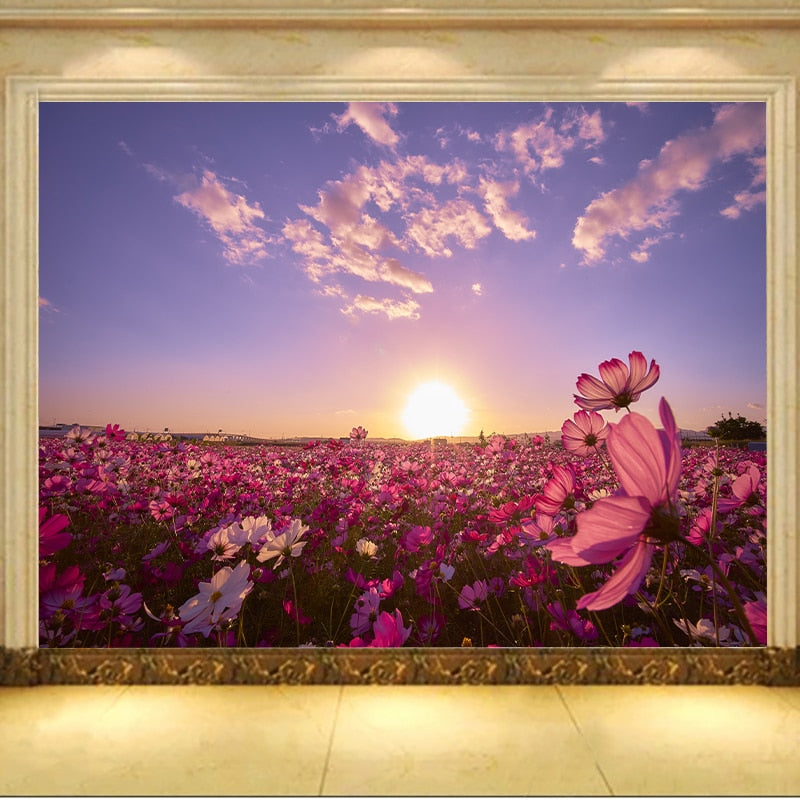 Amazing Field Of Flowers Wallpaper Mural, Custom Sizes Available Wall Murals Maughon's 