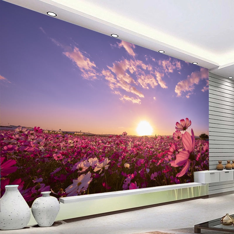 Amazing Field Of Flowers Wallpaper Mural, Custom Sizes Available Wall Murals Maughon's Waterproof Canvas 