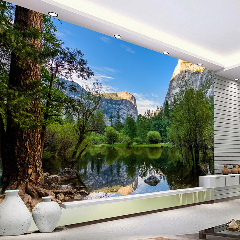 Amazing Lake and Mountains Landscape Wallpaper Mural, Custom Sizes Available Wall Murals Maughon's Waterproof Canvas 