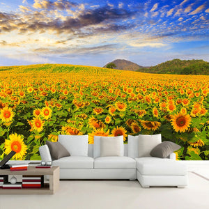 Amazing Sunflower Field Wallpaper Mural, Custom Sizes Available