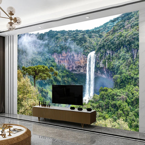 Image of Amazing Waterfall and Forest Landscape Wallpaper Mural, Custom Sizes Available Wall Murals Maughon's 