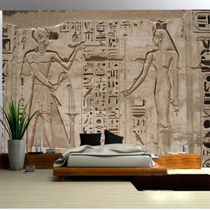 Ancient Egypt Pharaoh Stone Carving Wallpaper Mural, Custom Sizes Available